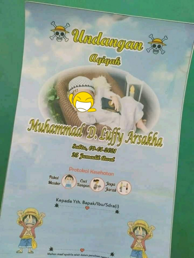 Nama anak dalam undangan tasyakuran yang unik dan nyeleneh